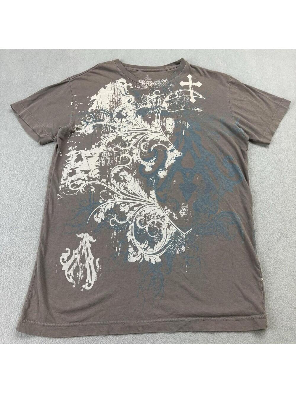 Y2K Archaic Tribal Cyber Goth T Shirt Size Medium Gray
